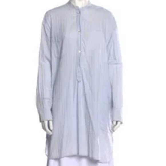 NWT$395 Isabel Marant Etoile Mock Neck Shirt Dress Tonal Stripe Tunic 36 (4) S-M - Picture 4 of 16